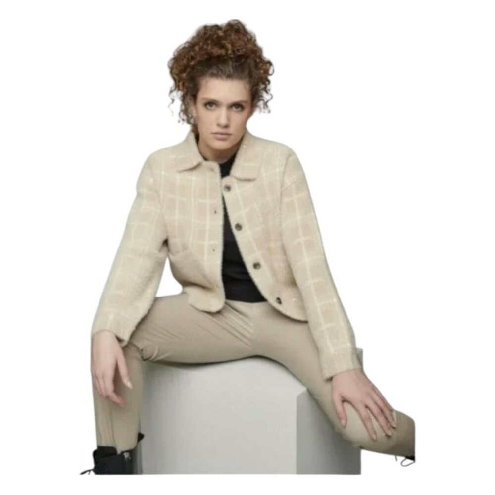 Rino & Pelle plaid bubbly designer jacket tan women's size L